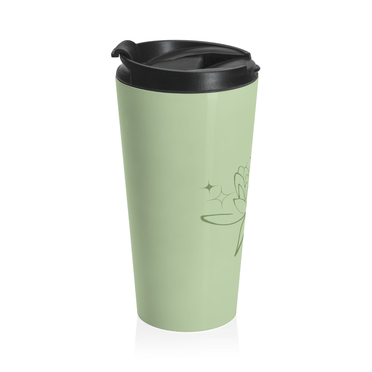 GREEN LOTUS STIANLESS STEEL TRAVEL MUG