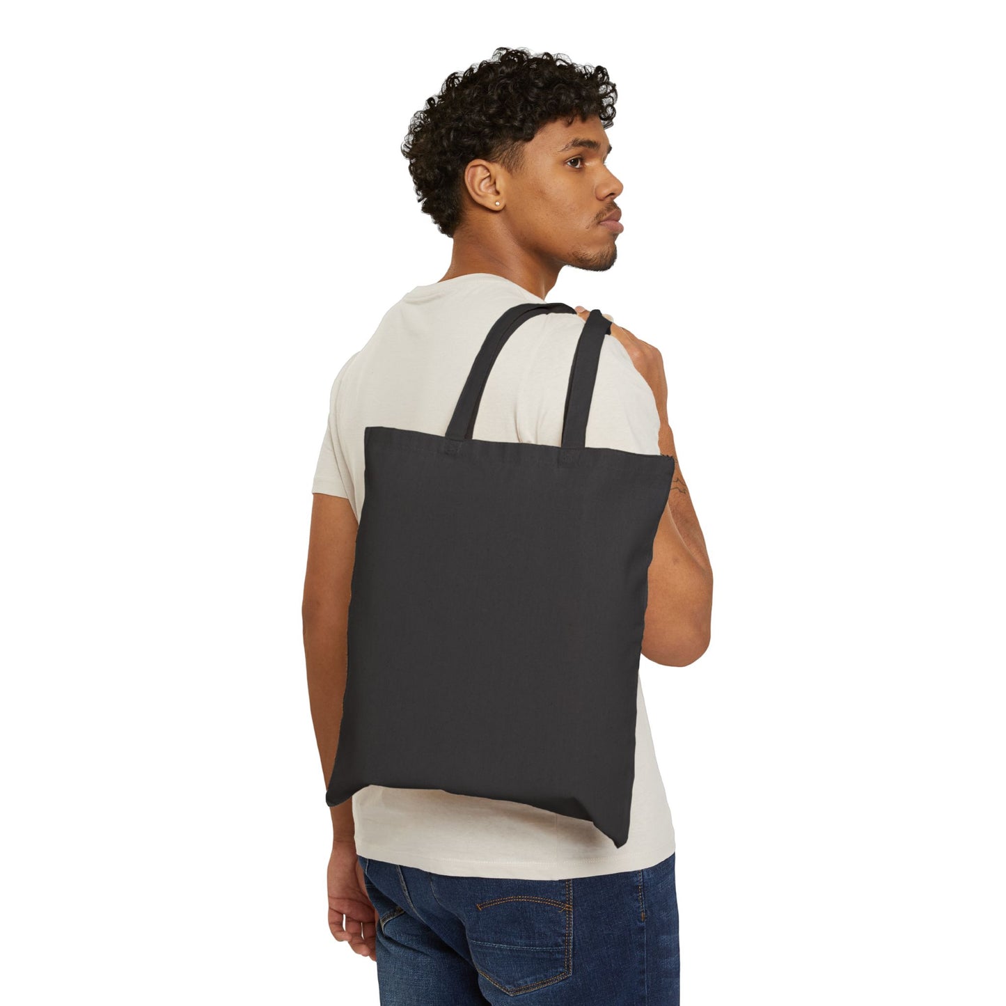 THE MOON BLACK CANVAS TOTE BAG