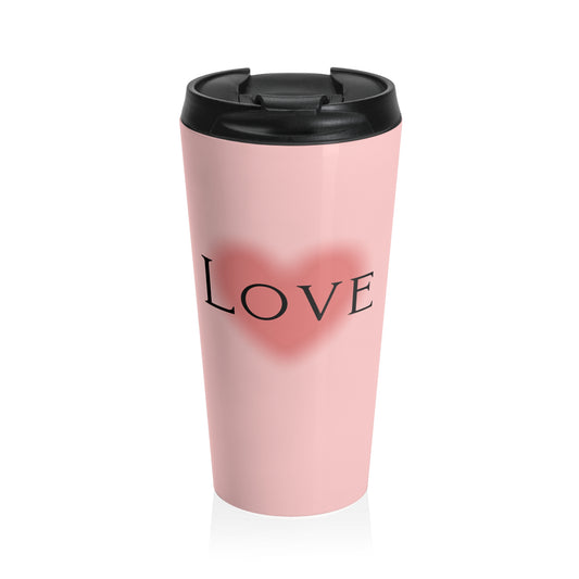 LIGHT PINK LOVE STAINLESS STEEL TRAVEL MUG