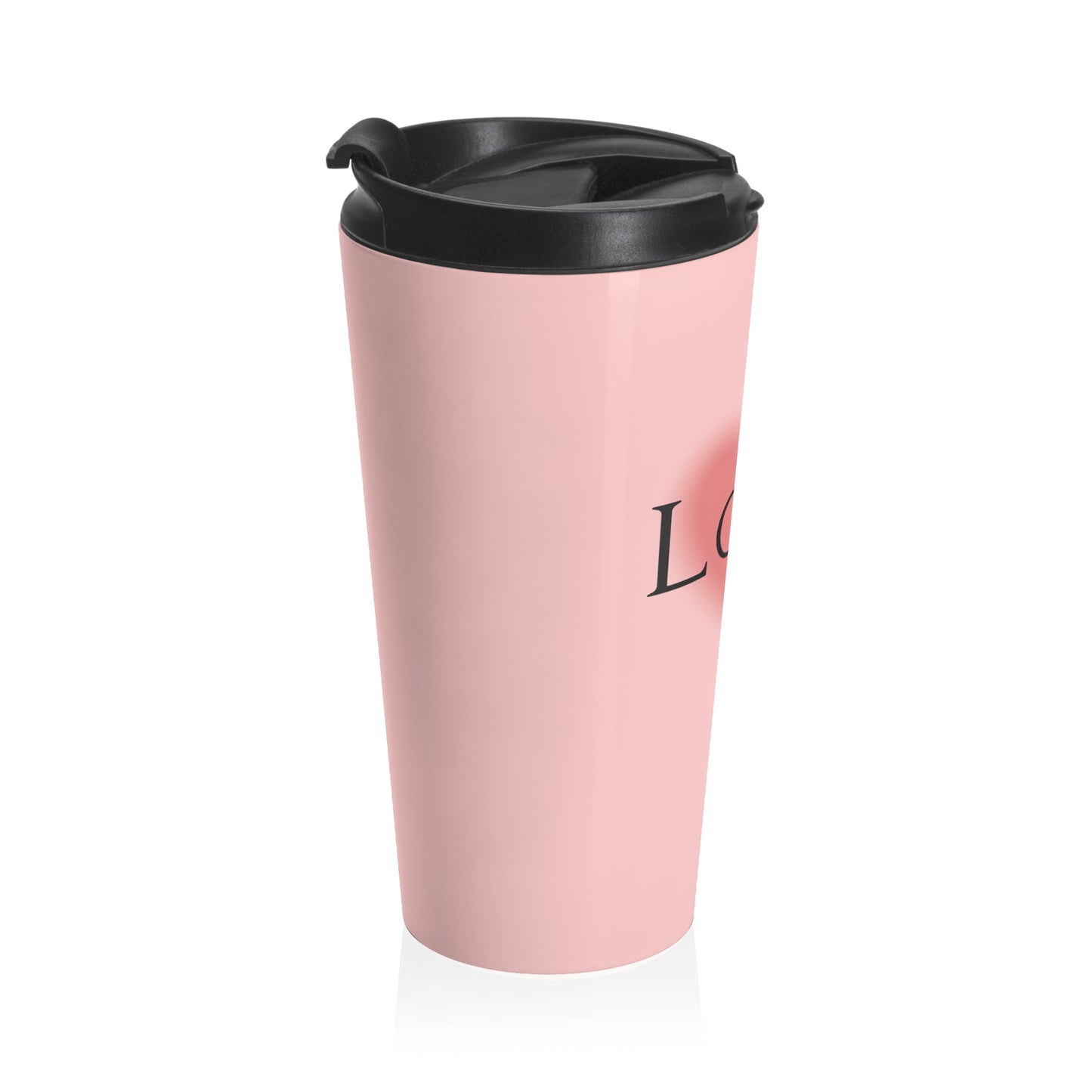 LIGHT PINK LOVE STAINLESS STEEL TRAVEL MUG