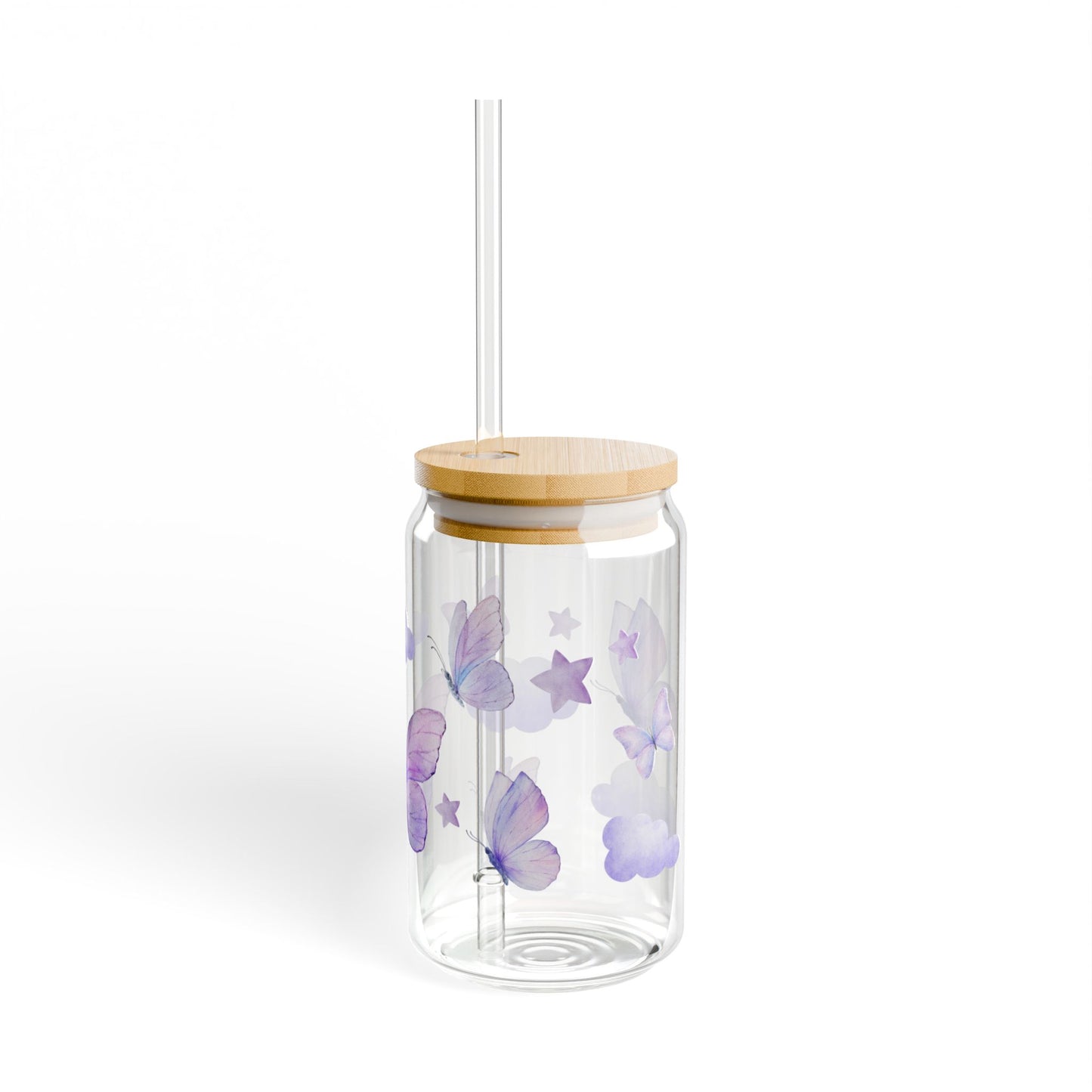 PURPLE BUTTERFLY SIPPER GLASS, 16oz