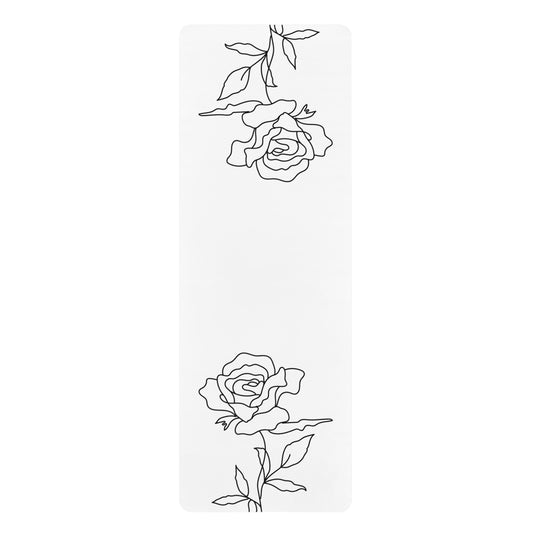 WHITE RUBBER YOGA MAT WITH ROSES