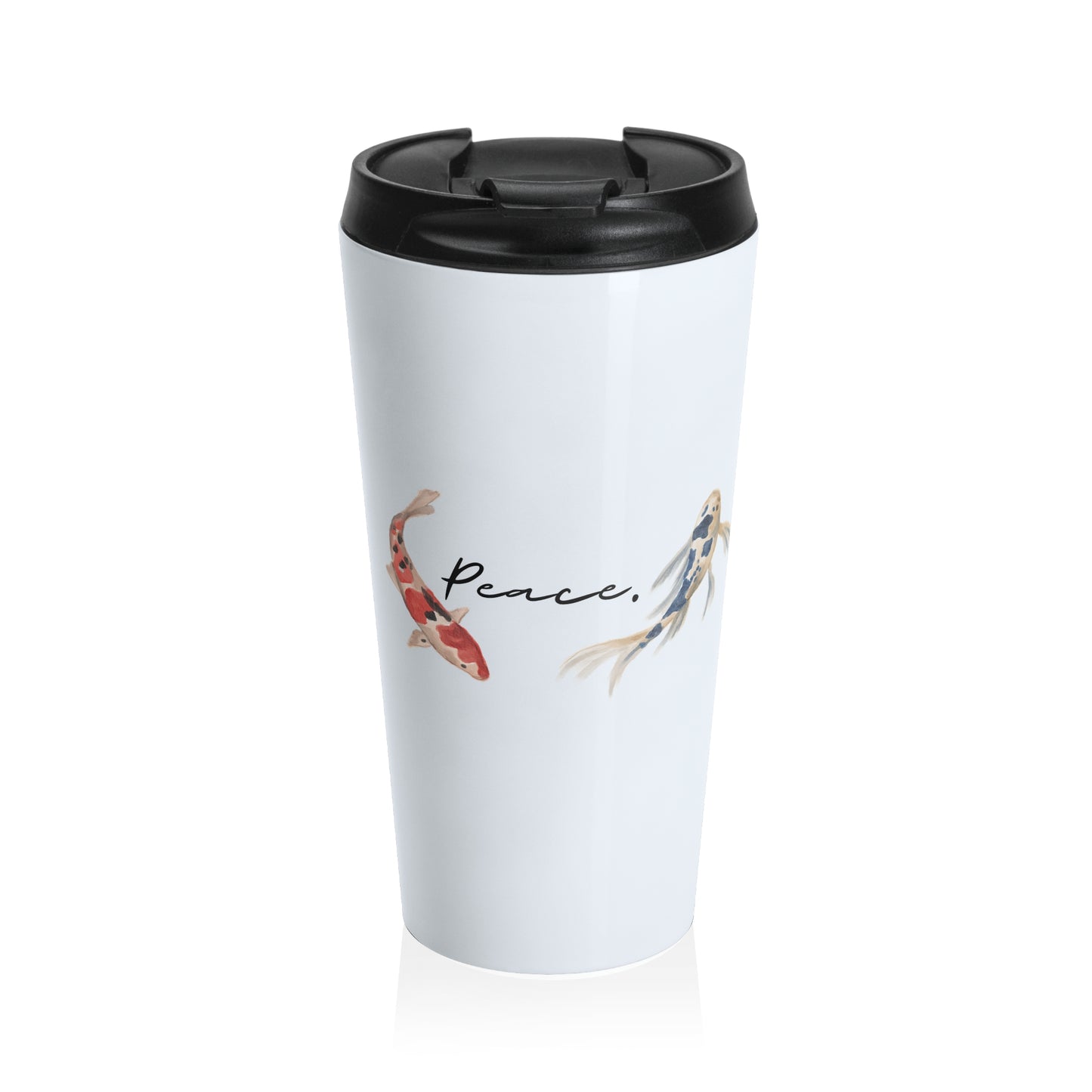 PEACE & KOI FISH STAINLESS STEEL TRAVEL MUG