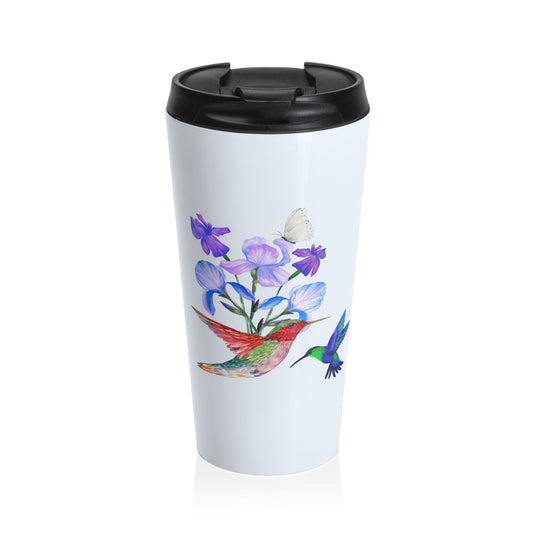 BIRDS & FLOWERS STAINLESS STEEL TRAVEL MUG