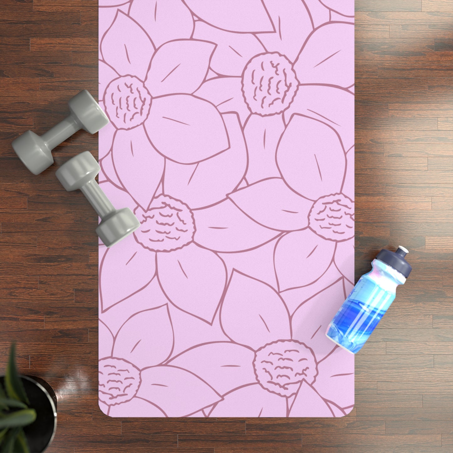 PINK FLORAL RUBBER YOGA MAT