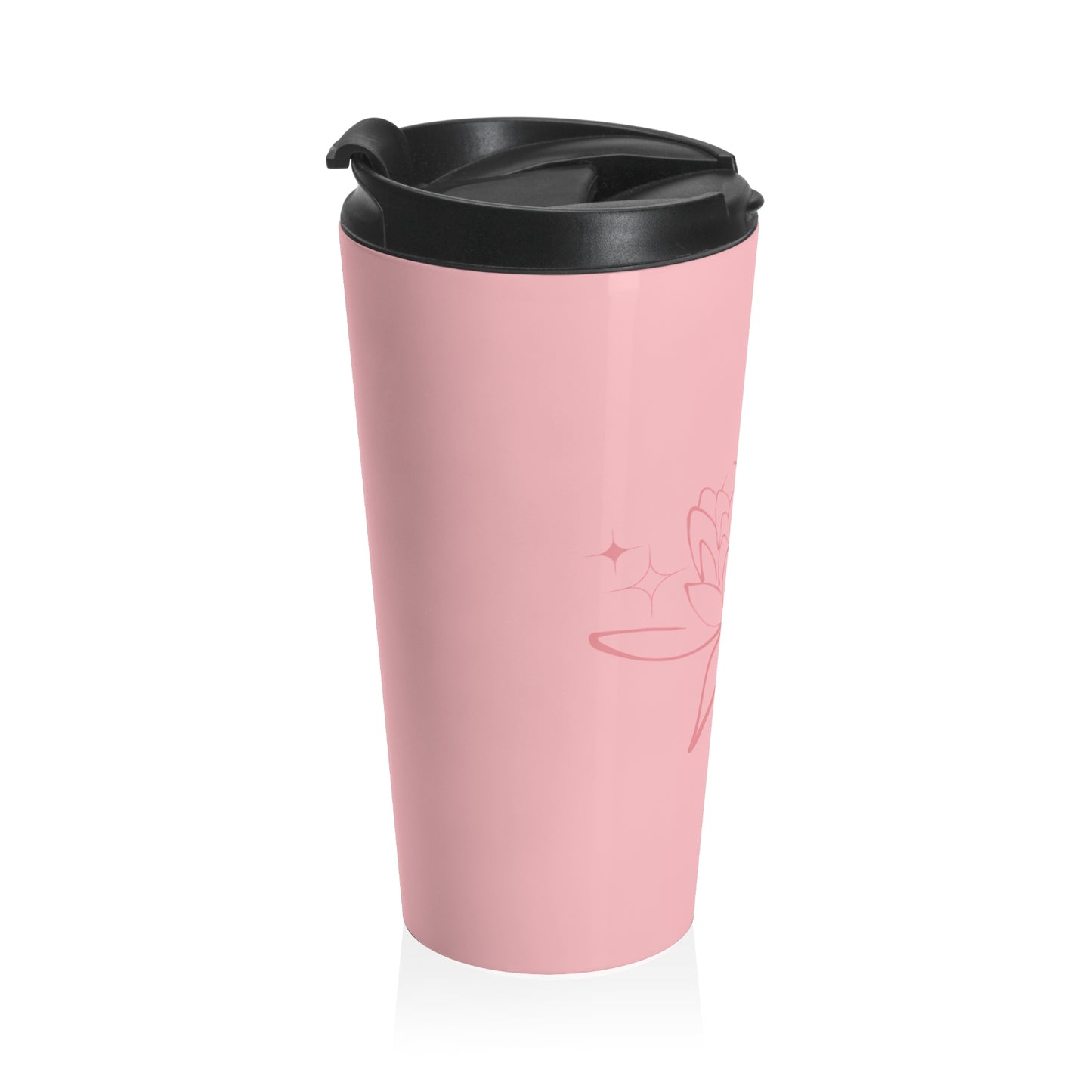 PINK LOTUS STAINLESS STEEL TRAVEL MUG