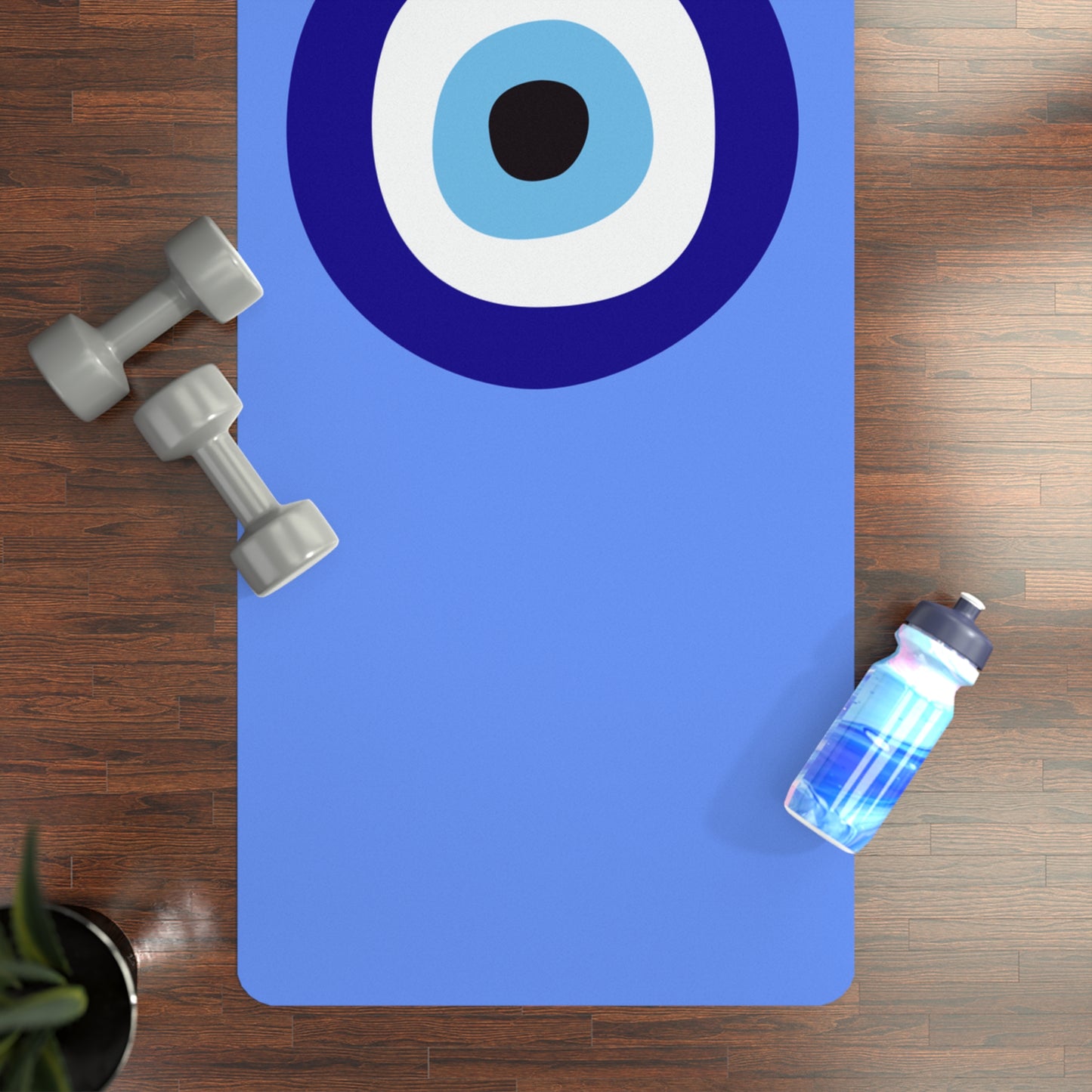 BLUE EVIL EYE RUBBER YOGA MAT