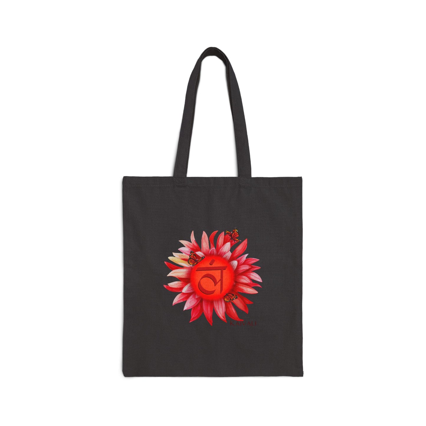 ROOT CHAKRA BLACK CANVAS TOTE BAG