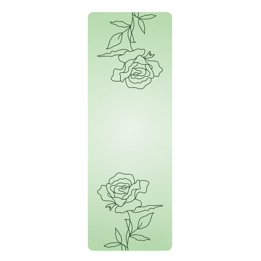 GREEN RUBBER YOGA MAT WITH ROSES