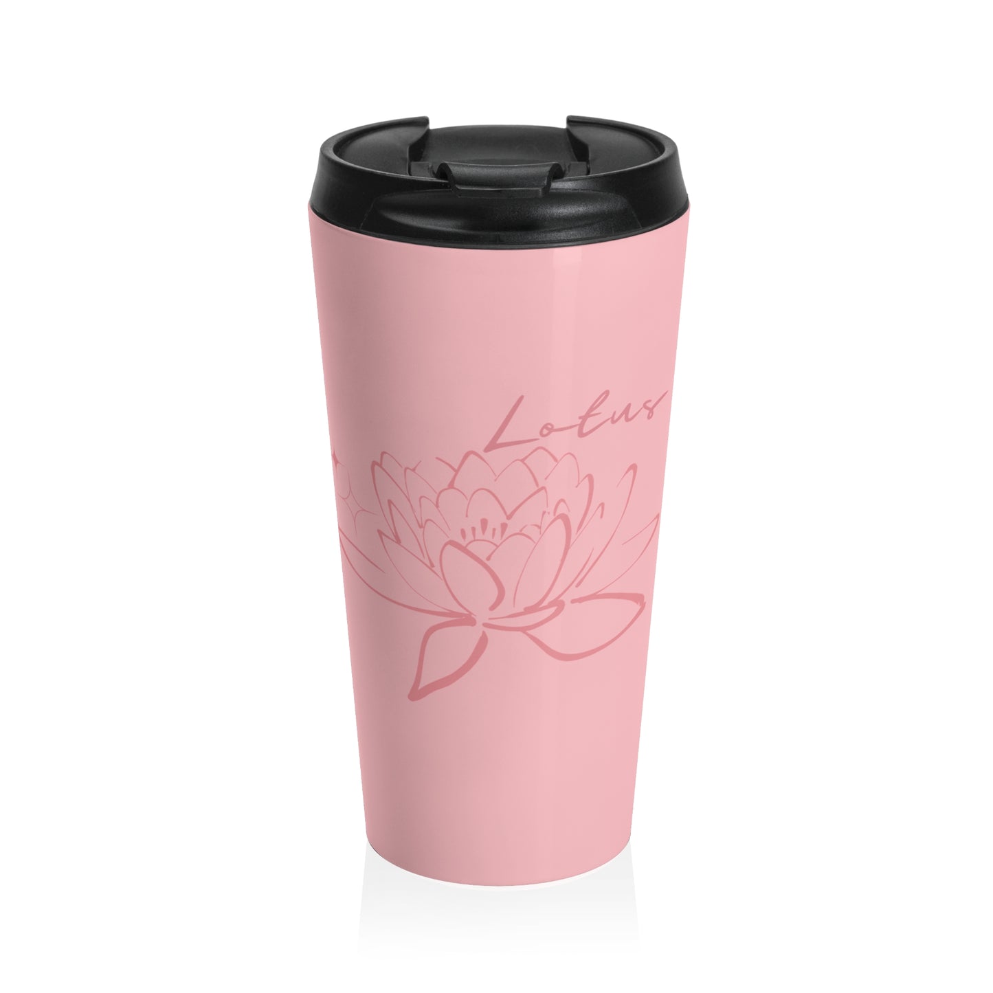 PINK LOTUS STAINLESS STEEL TRAVEL MUG