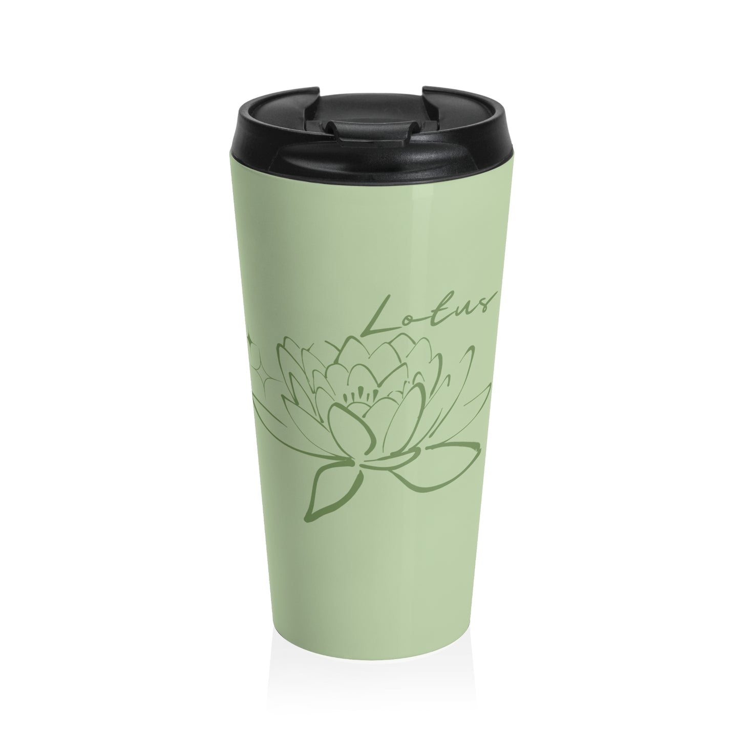 GREEN LOTUS STIANLESS STEEL TRAVEL MUG