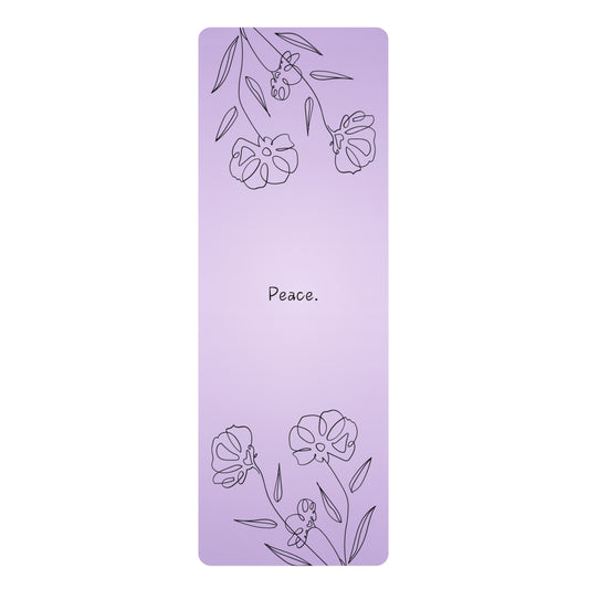 PURPLE FLOWERS & PEACE RUBBER YOGA MAT