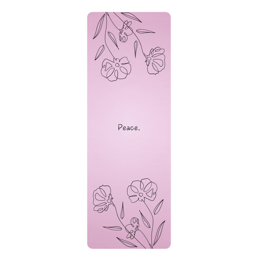 PINK FLOWERS & PEACE RUBBER YOGA MAT