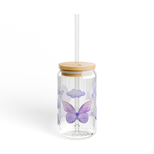 PURPLE BUTTERFLY SIPPER GLASS, 16oz