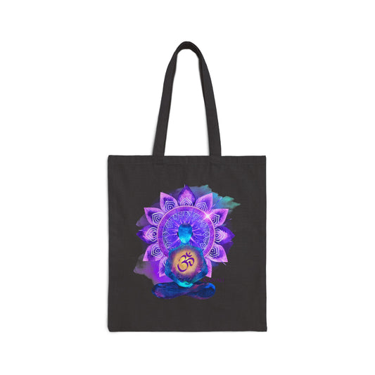 CROWN CHAKRA BLACK CANVAS TOTE BAG