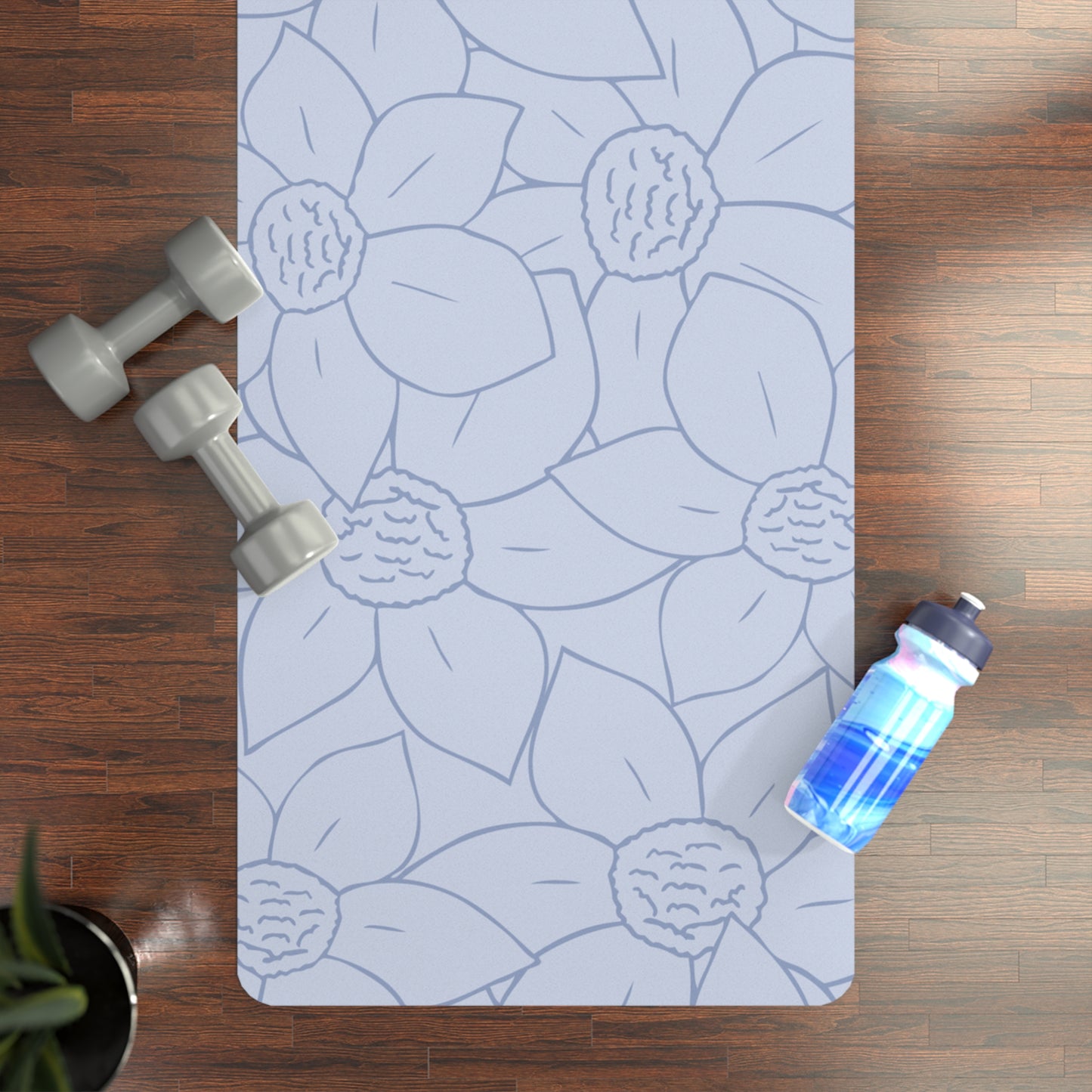 BLUE FLORAL RUBBER YOGA MAT