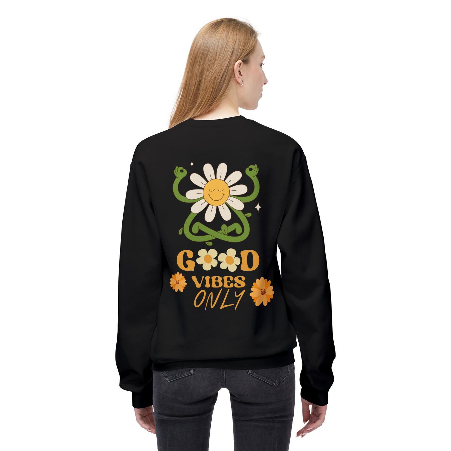 GOOD VIBES ONLY UNISEX M,IDWEIGHT SOFTSTYLE FLEECE CREWNECK SWEATSHIRT