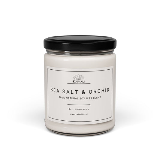 SEA SALT & ORCHID SCENTED SOY CANDLE, 9oz