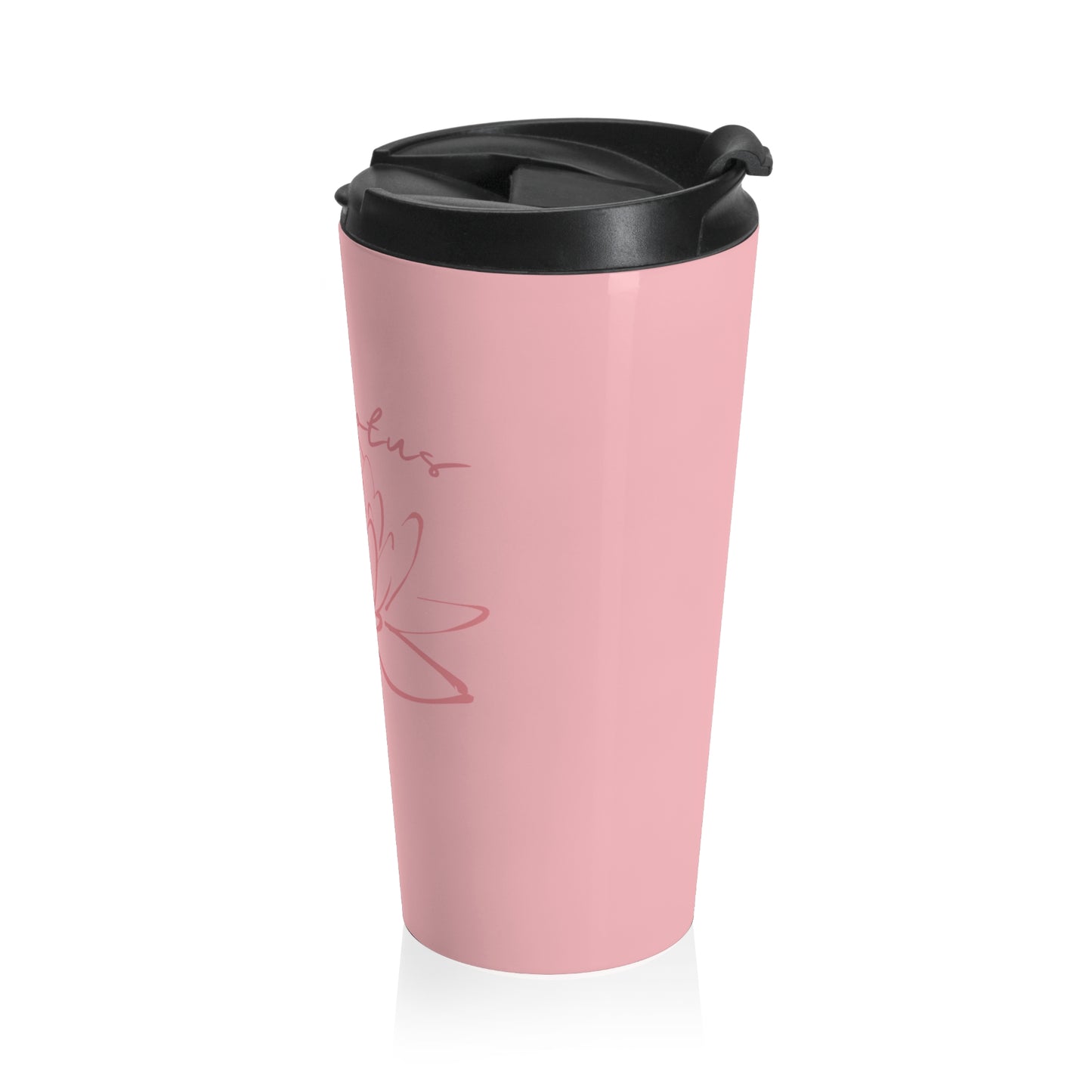 PINK LOTUS STAINLESS STEEL TRAVEL MUG