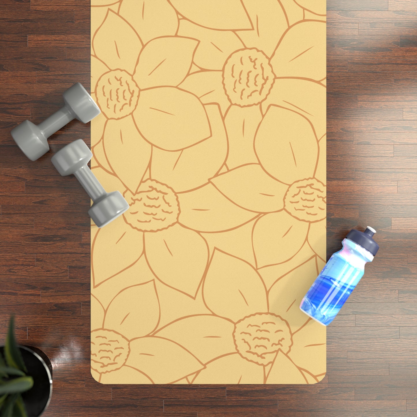 ORANGE FLORAL RUBBER YOGA MAT