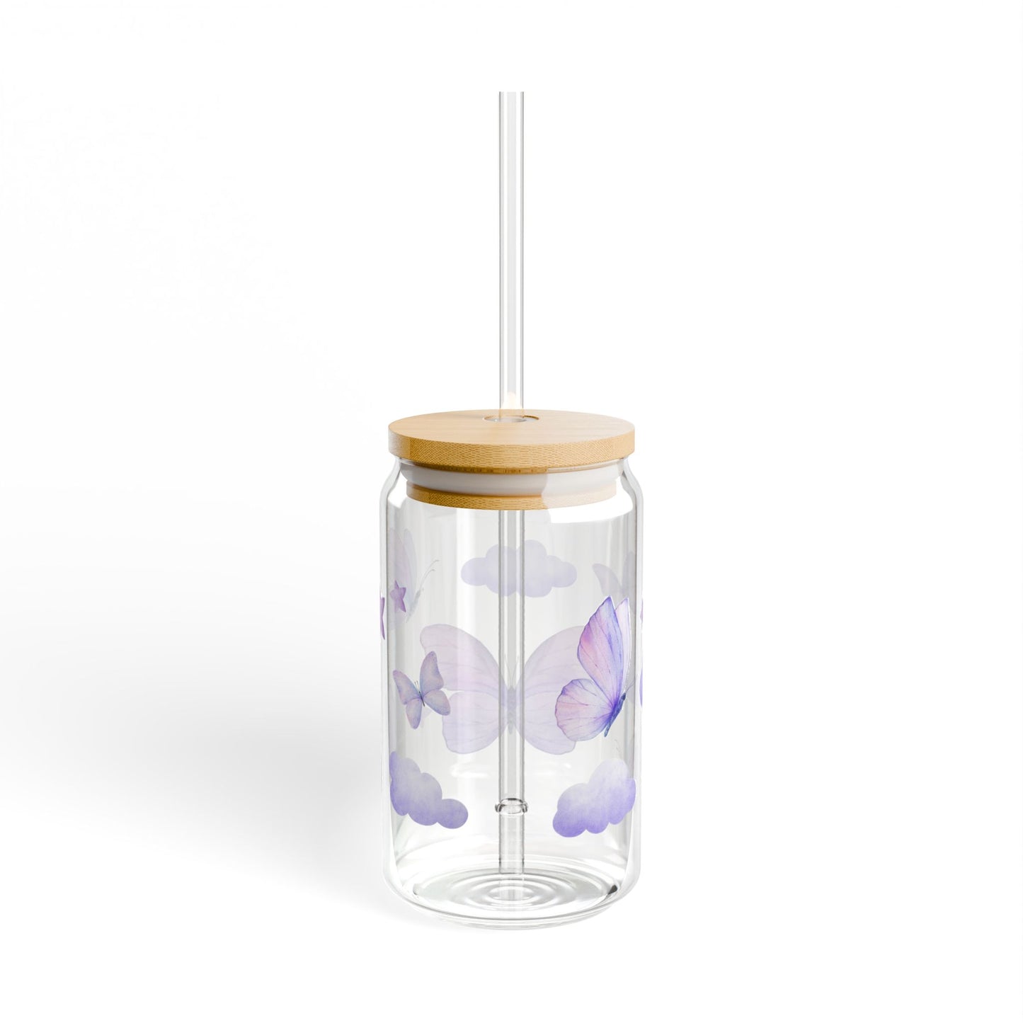 PURPLE BUTTERFLY SIPPER GLASS, 16oz