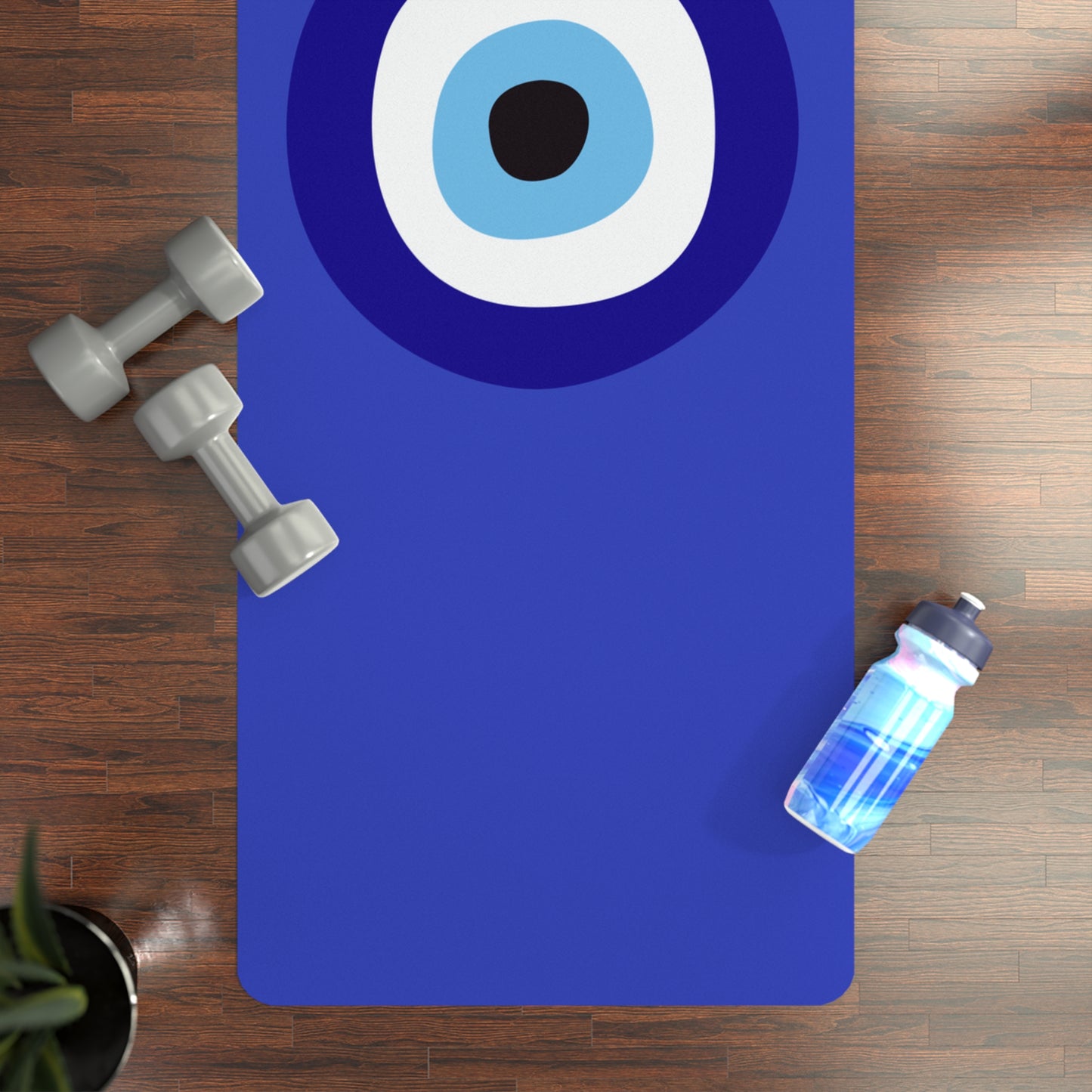 DARK BLUE EVIL EYE RUBBER YOGA MAT