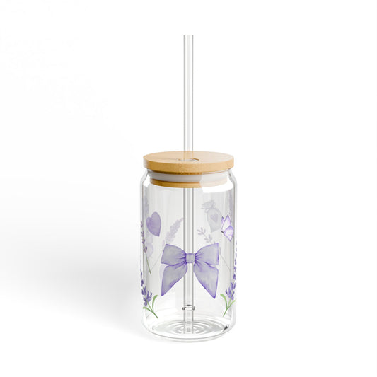 PURPLE BOW SIPPER GLASS, 16oz