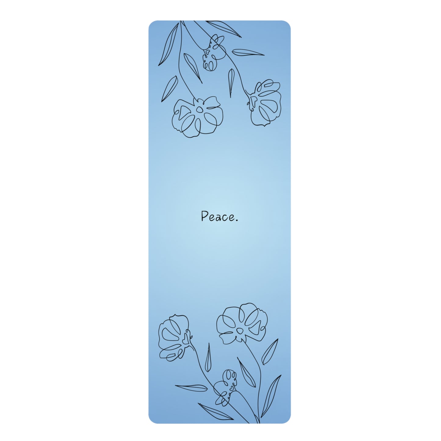 BLUE FLOWERS & PEACE RUBBER YOGA MAT