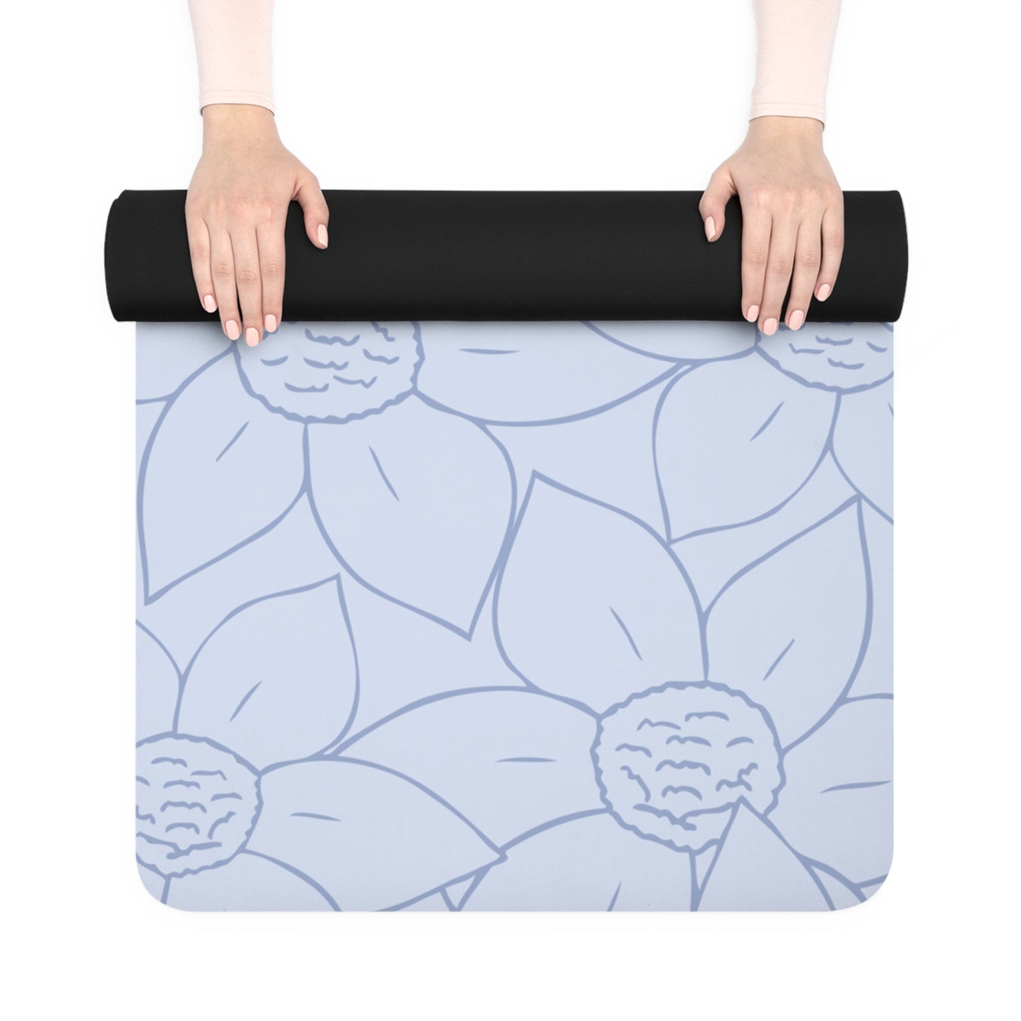 BLUE FLORAL RUBBER YOGA MAT