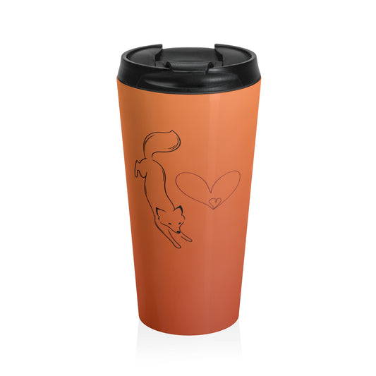 FOX WITH A HEART STAINLESS STEEL TRAVEL MUG