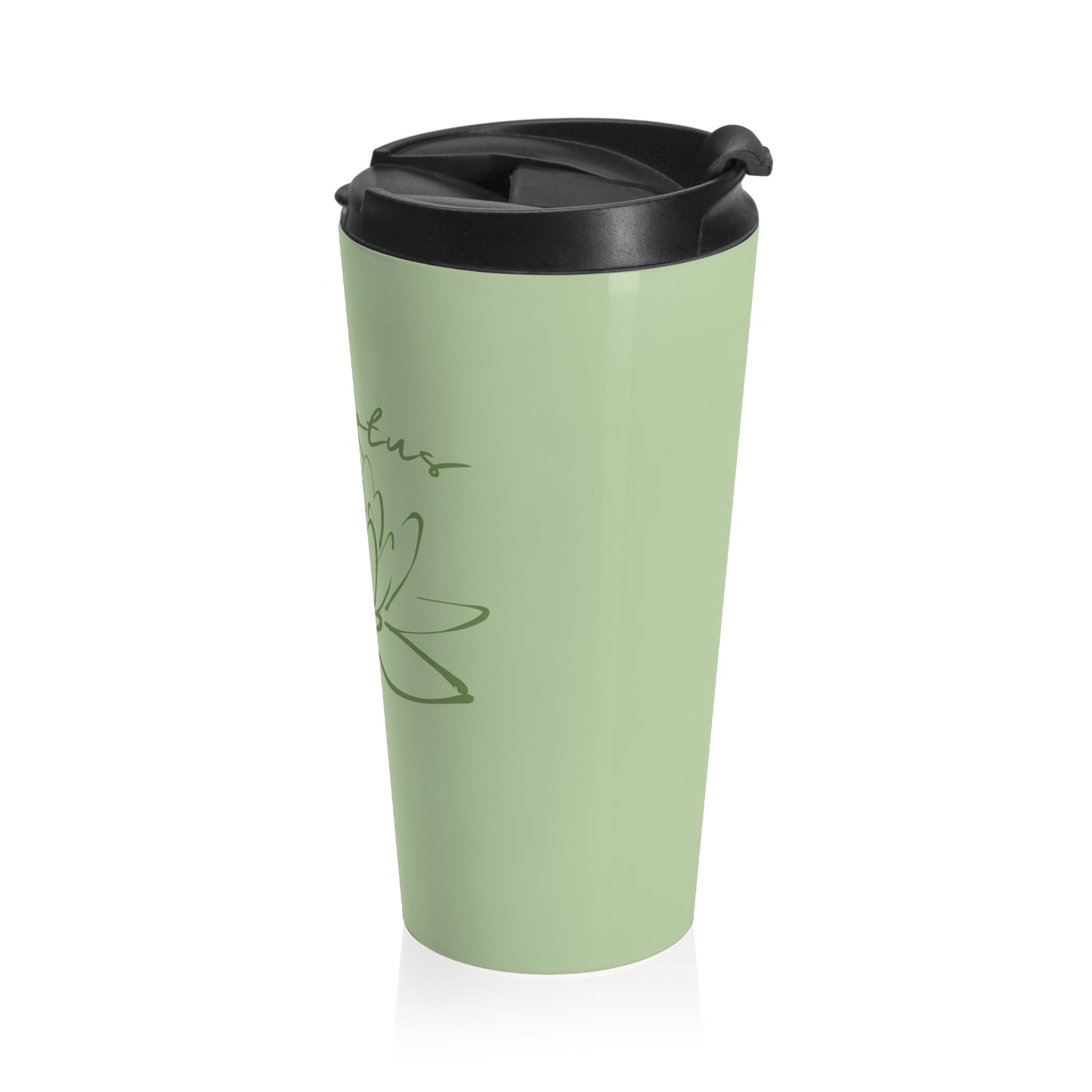 GREEN LOTUS STIANLESS STEEL TRAVEL MUG