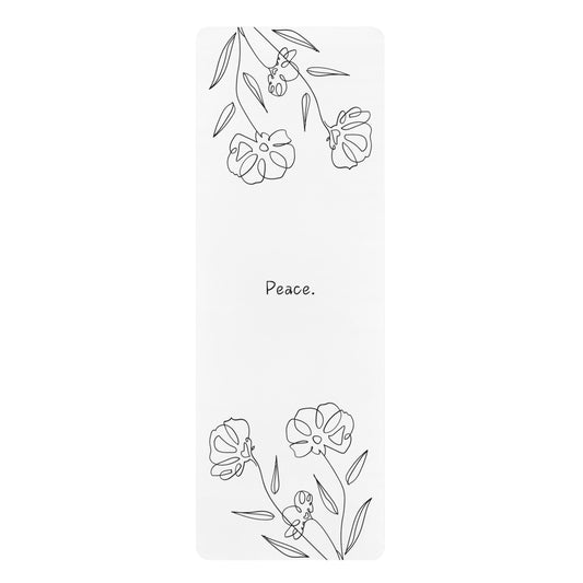 WHITE FLOWERS & PEACE RUBBER YOGA MAT