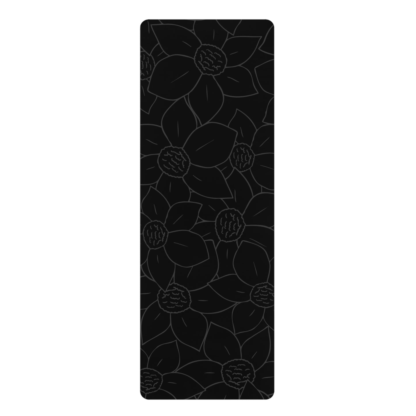 BLACK FLORAL RUBBER YOGA MAT