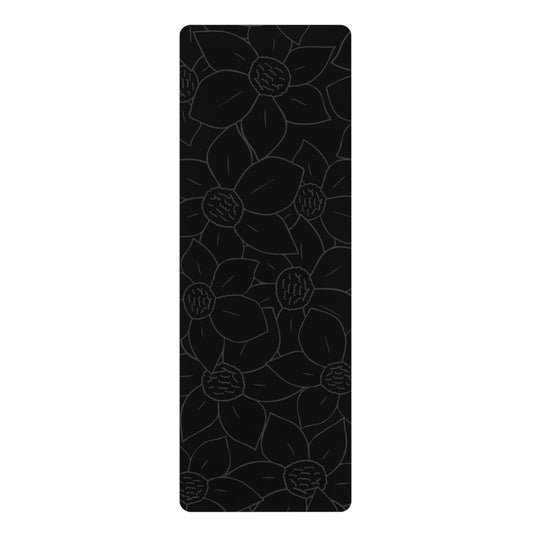 BLACK FLORAL RUBBER YOGA MAT