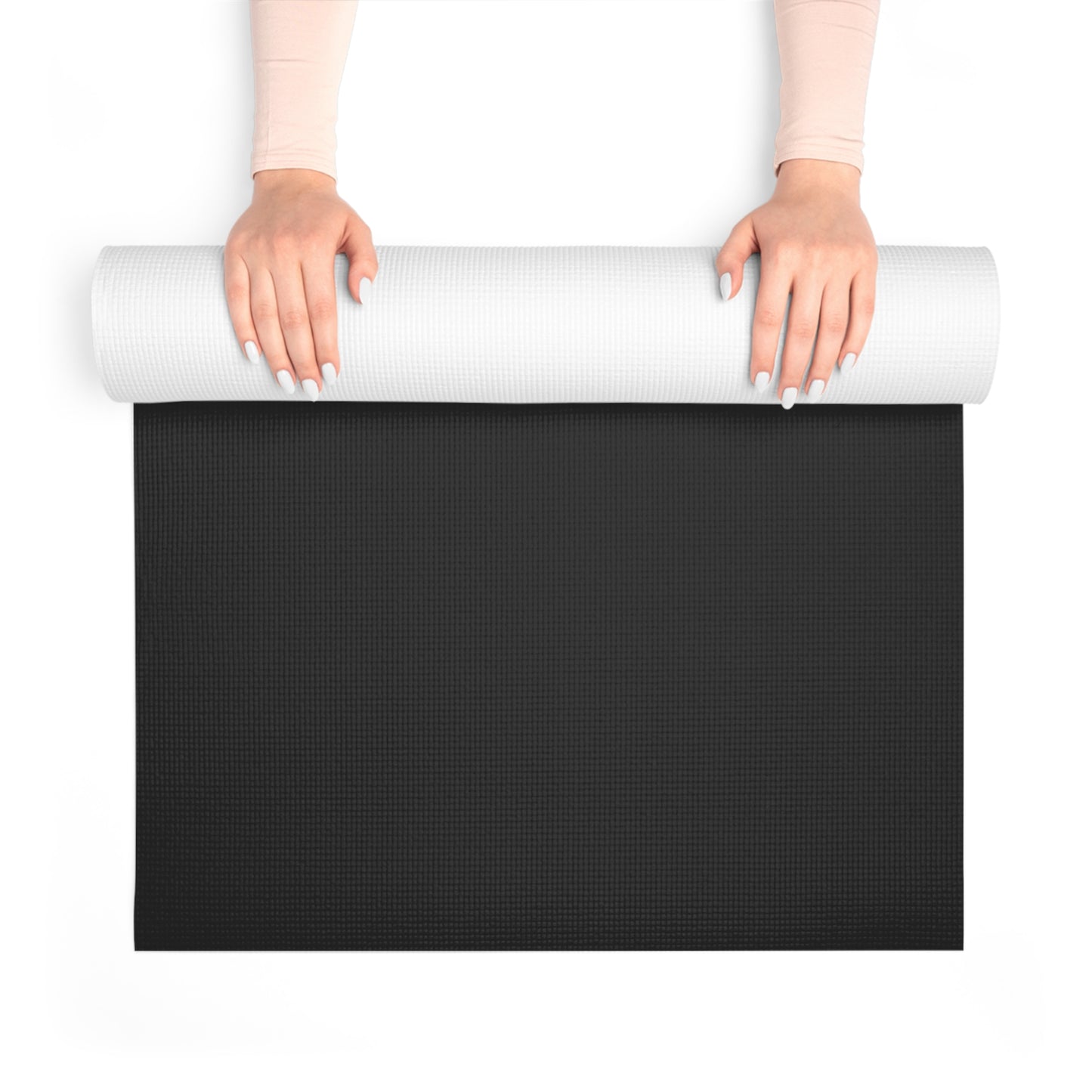 BLACK SIMPLE FLOWER FOAM YOGA MAT