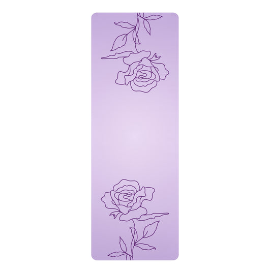 PURPLE RUBBER YOGA MAT WITH ROSES