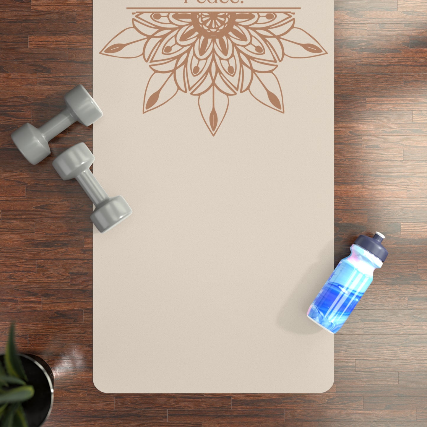 BEIGE PEACE RUBBER YOGA MAT