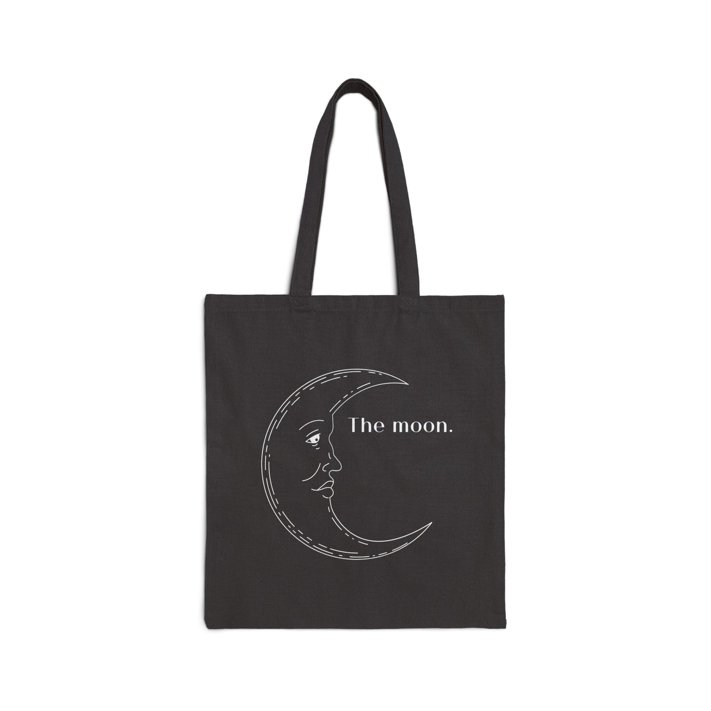 THE MOON BLACK CANVAS TOTE BAG