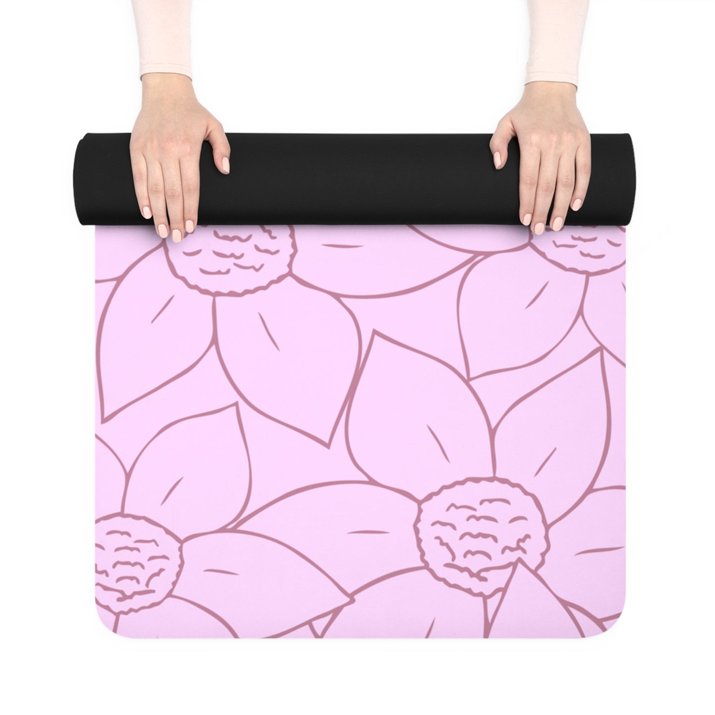 PINK FLORAL RUBBER YOGA MAT