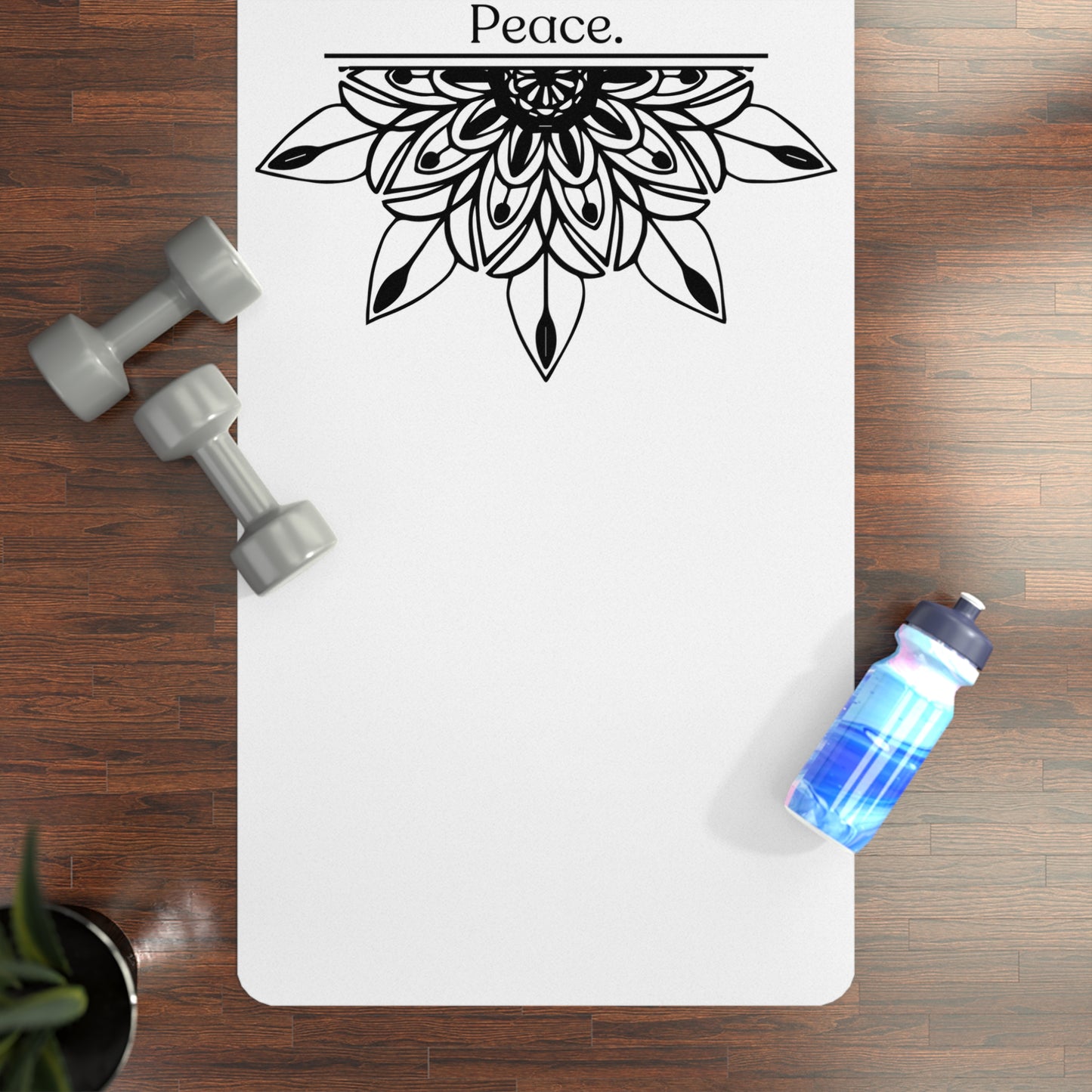 WHITE PEACE RUBBER YOGA MAT