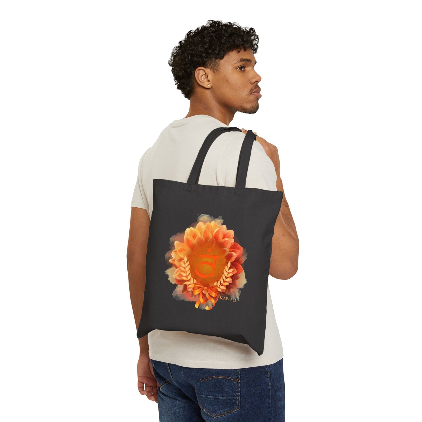 SACRAL CHAKRA BLACK CANVAS TOTE BAG