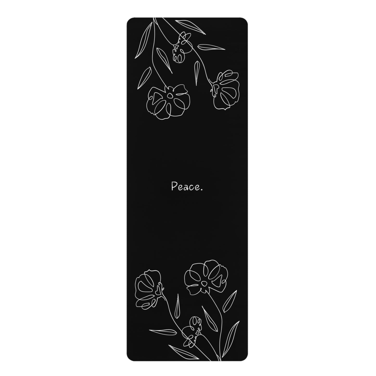 BLACK FLOWERS & PEACE RUBBER YOGA MAT